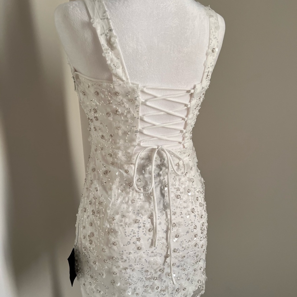 Lulu's Ivory Sequin Floral Dress